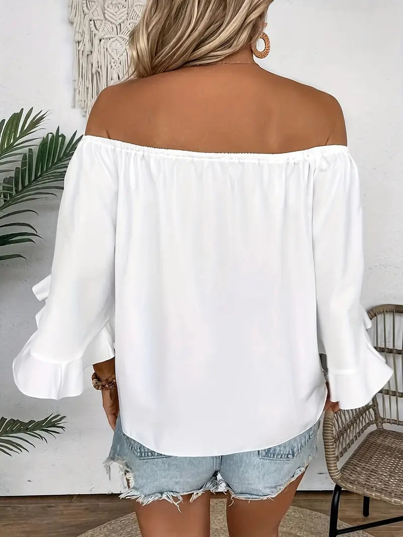 Lena | Ruffle Trim Off-Shoulder Blouse